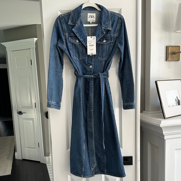 Zara Blue Denim Midi Dress - Picture 1 of 1